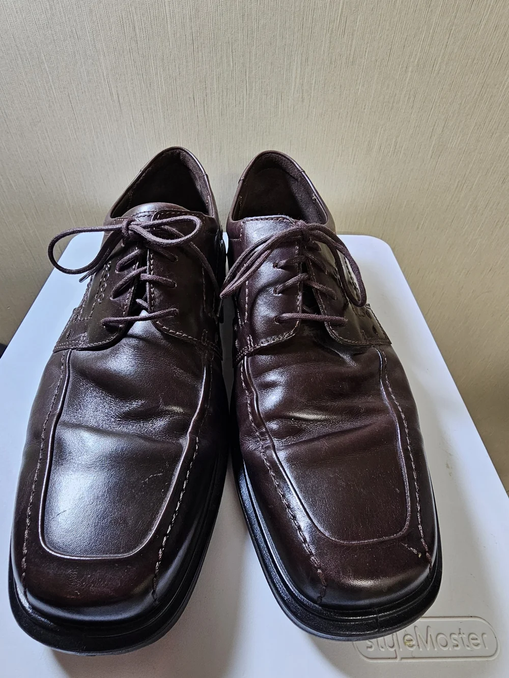 ECCO Men's Brown Leather Oxford Dress Shoes EU 45 US 11-11.5 Lace Up Comfort